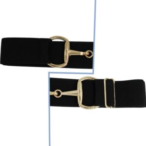 Dielianyi 1.5-inch Elastic Equestrian Belt Bit Buckle Leather Key Strap for Horseback Riding Equestrian Sports (Gold)