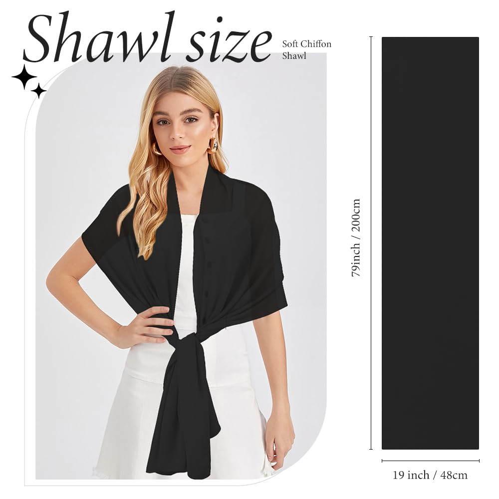 Shawls and Wraps for Evening Dresses, Black Shawl for Evening Dresses, Dress Shawl, Chiffon Shawl Wraps for Women Weddings, Chiffon Scarf, Travel Shawl, Evening Shawl,Womens Shawls for Prom Dresses