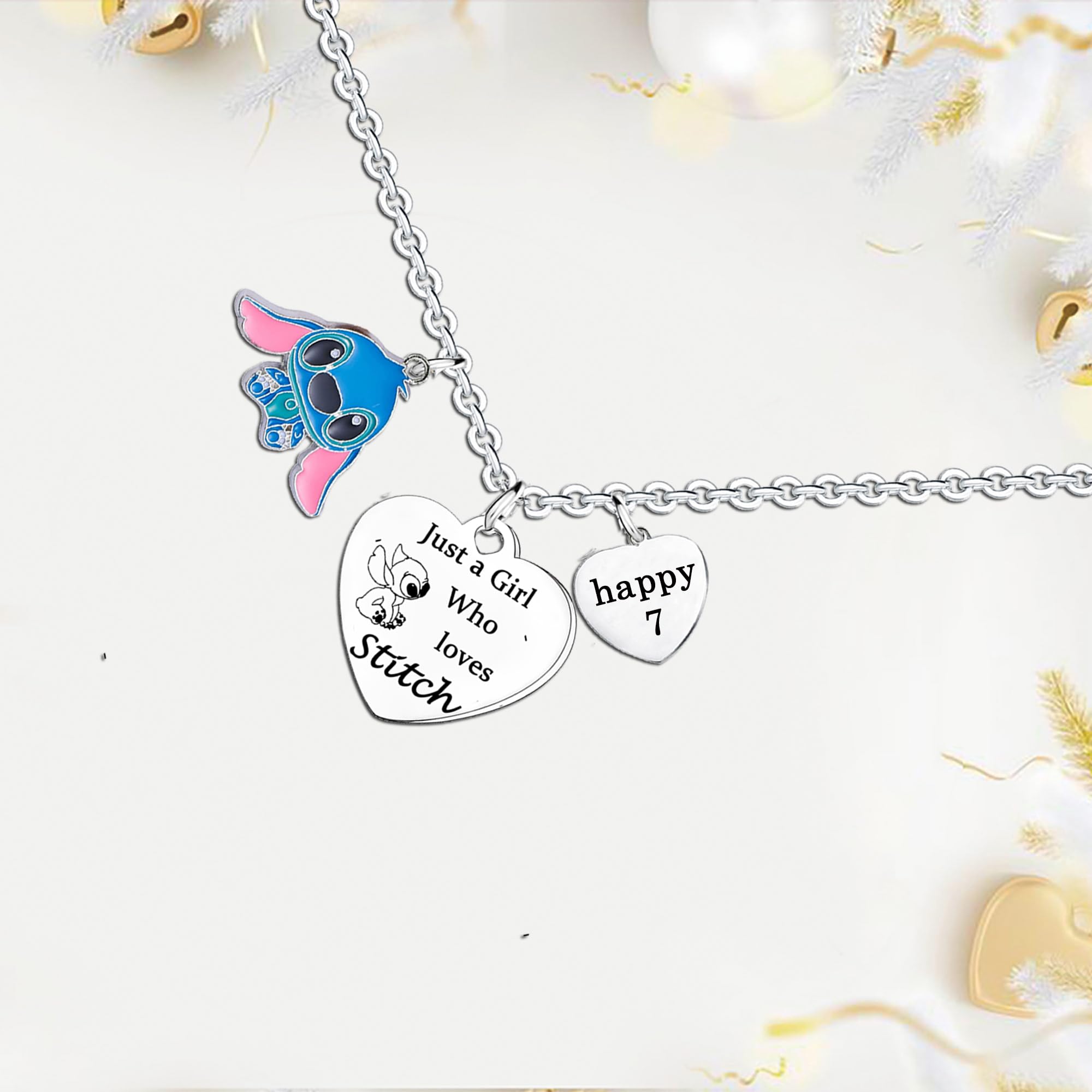 Waeceip Stitch Necklace Happy 5th to 16th Birthday Gifts for Daughter Sister Niece Friends Just A Who Loves Stitch Gifts Stitch Lover Birthday Gifts (7th)