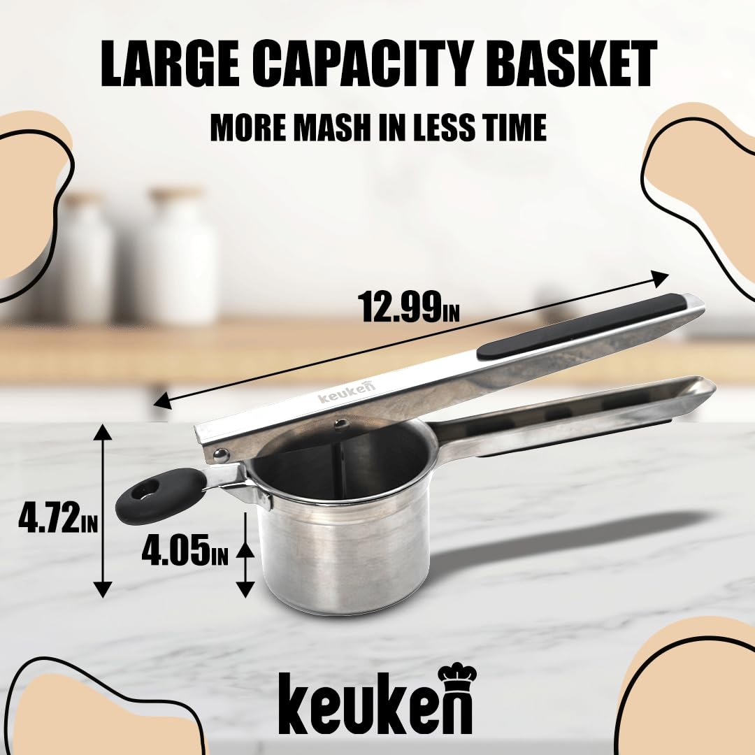 Keuken Potato Ricer 15 oz - Potato Ricer Stainless Steel & Ricer for Mashed Potatoes Kitchen Tool - Potato Masher Stainless Steel - Masher Kitchen Tool