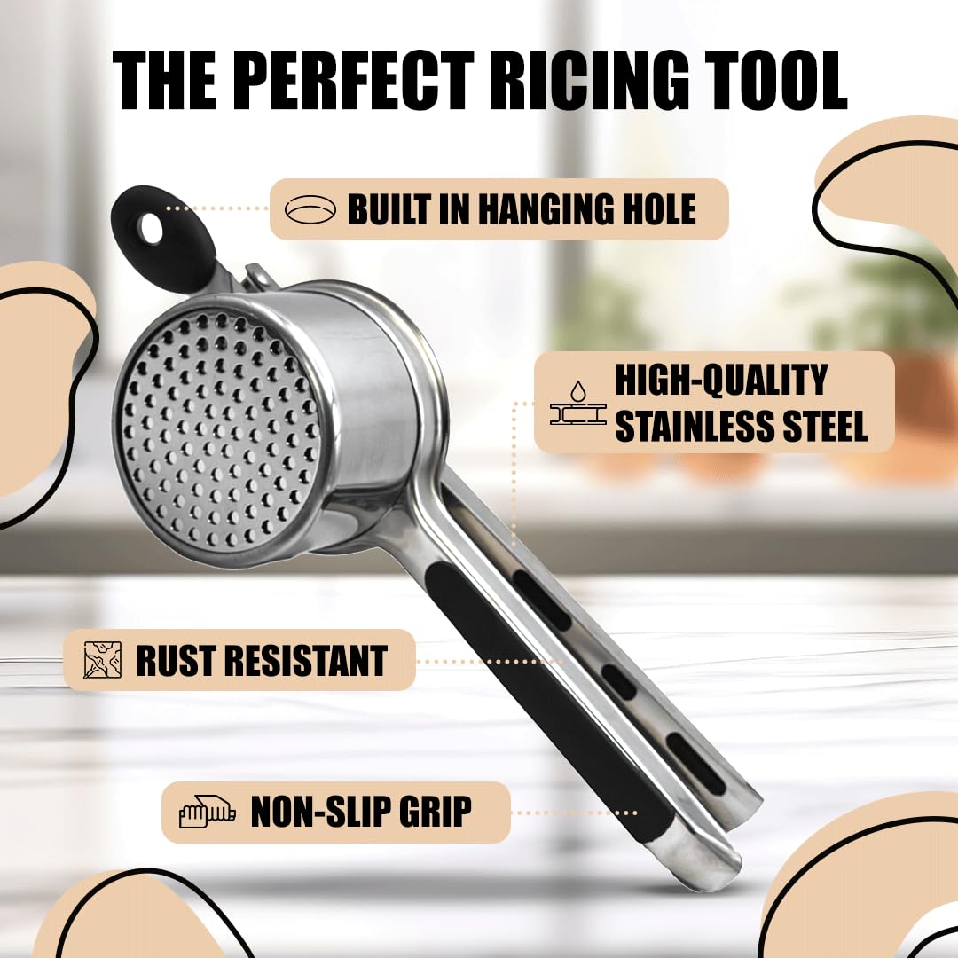 Keuken Potato Ricer 15 oz - Potato Ricer Stainless Steel & Ricer for Mashed Potatoes Kitchen Tool - Potato Masher Stainless Steel - Masher Kitchen Tool