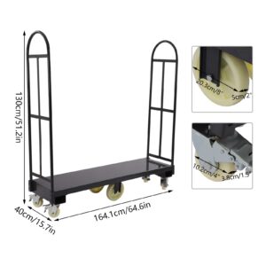 Heavy Duty Steel Dolly U-Boat Cart - 65"x16" Platform Hand Truck with Wheels - Utility Push Cart for Warehouses, Storage Rooms, Transportation Facilities - 2000lb Capacity Platform Truck Dolly