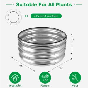 JERIA Raised Garden Bed,Galvanized Raised 2 PCS 2×2×1ft Planter Boxes Outdoor with Easy Assembly, Round Garden Bed for Vegetables, Fruits, Flowers