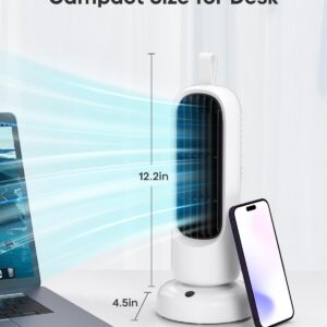 HOMETOP 12'' Tower Fan, Desk Fan with 3 Speeds and 70° Oscillation, Portable and Compact, Quiet Cooling Fan for Home Office Desktop Fan