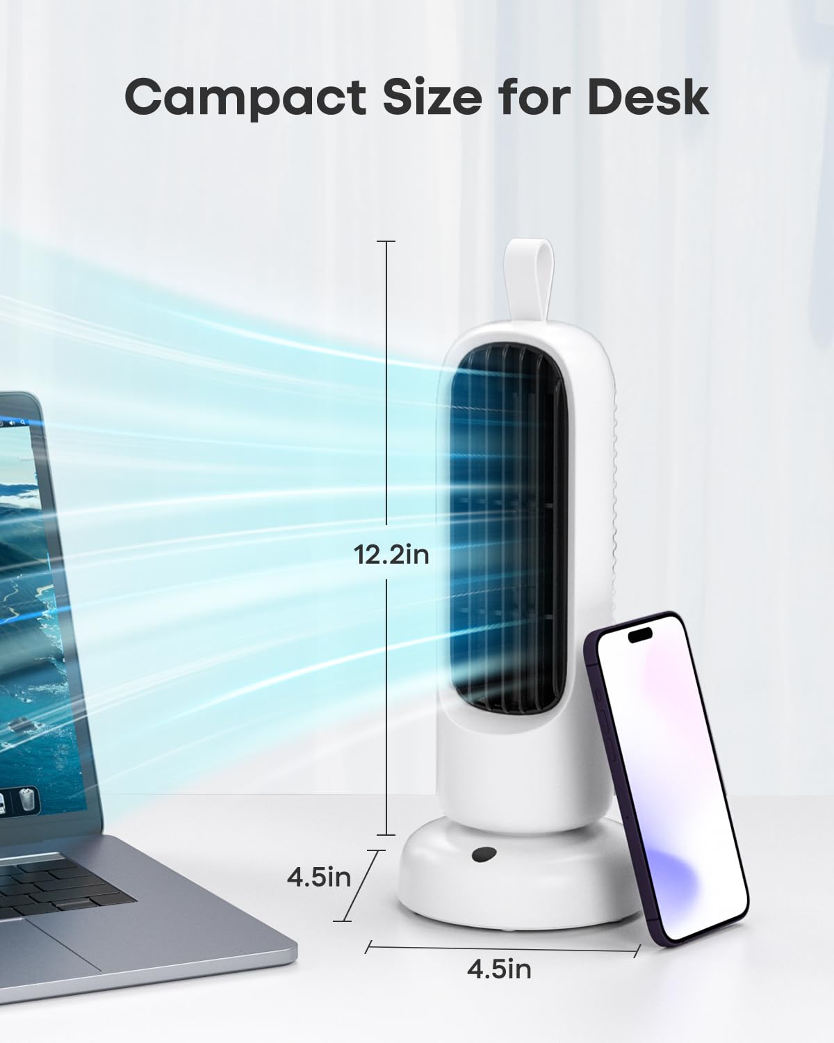 HOMETOP 12'' Tower Fan, Desk Fan with 3 Speeds and 70° Oscillation, Portable and Compact, Quiet Cooling Fan for Home Office Desktop Fan