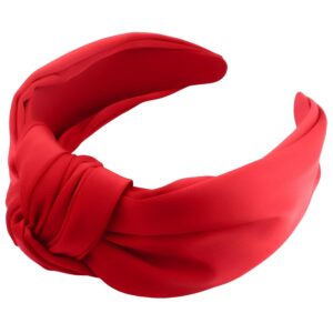 joyruby red headband top knot headband for women, knotted headbands for women, wide headbands for women non slip, satin head bands hair accessories