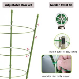 JCKHXG 4 Pack Tomato Cage, 18 inches Plant Support Cages for Garden, Upgrade Garden Plant Stakes with Adjustable Rings, Plants Trellis for Tomato, Flower, Climbing Plants, with Twist Tie