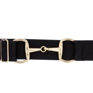 Dielianyi 1.5-inch Elastic Equestrian Belt Bit Buckle Leather Key Strap for Horseback Riding Equestrian Sports (Gold)