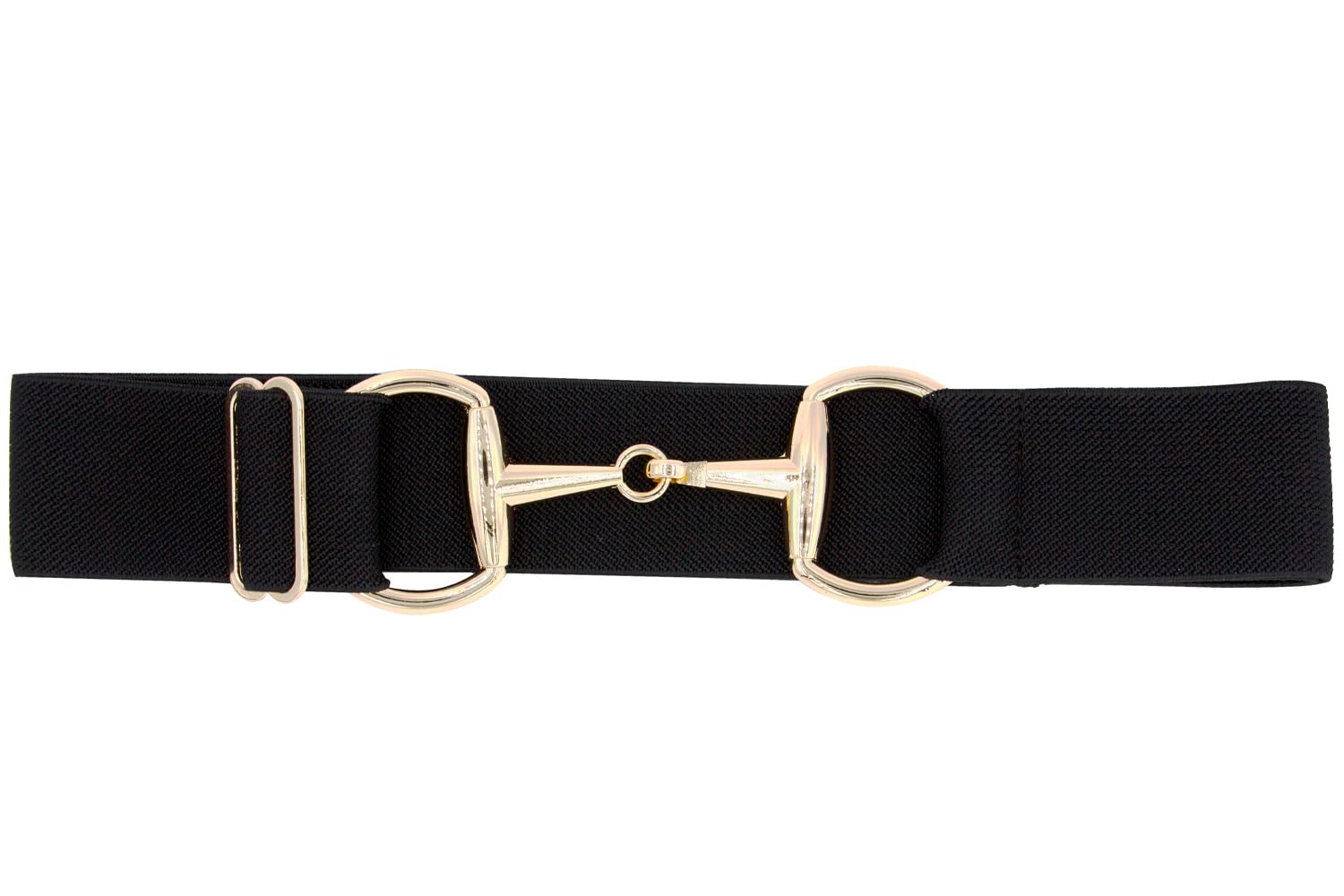 Dielianyi 1.5-inch Elastic Equestrian Belt Bit Buckle Leather Key Strap for Horseback Riding Equestrian Sports (Gold)