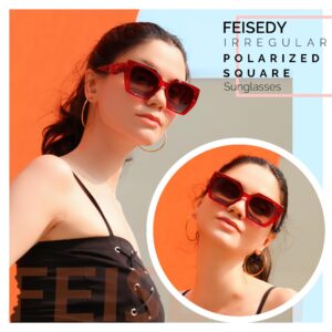 FEISEDY Trendy Polarized Sunglasses, Oversized Irregular TR Frame for Women Men, Retro Shades UV400 B0016