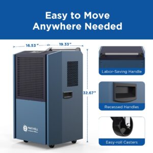 Moiswell 250 Pints Commercial Dehumidifier with Pump for Large Spaces, Industrial Heavy Duty Commercial-grade Dehumidifiers with Drain Hose for Basements Warehouse Water Damage Restoration