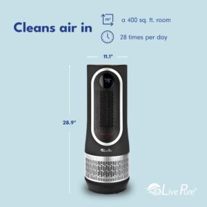 LivePure 3 in 1 Clean Heat Air Purifier & Heater-HEPA Filtration System, Space Heater w/ 2 Heat Modes, 60° Rotation, Heaters for Indoor Use, Air Purifiers for Home, Bedrooms, and Office. Gray