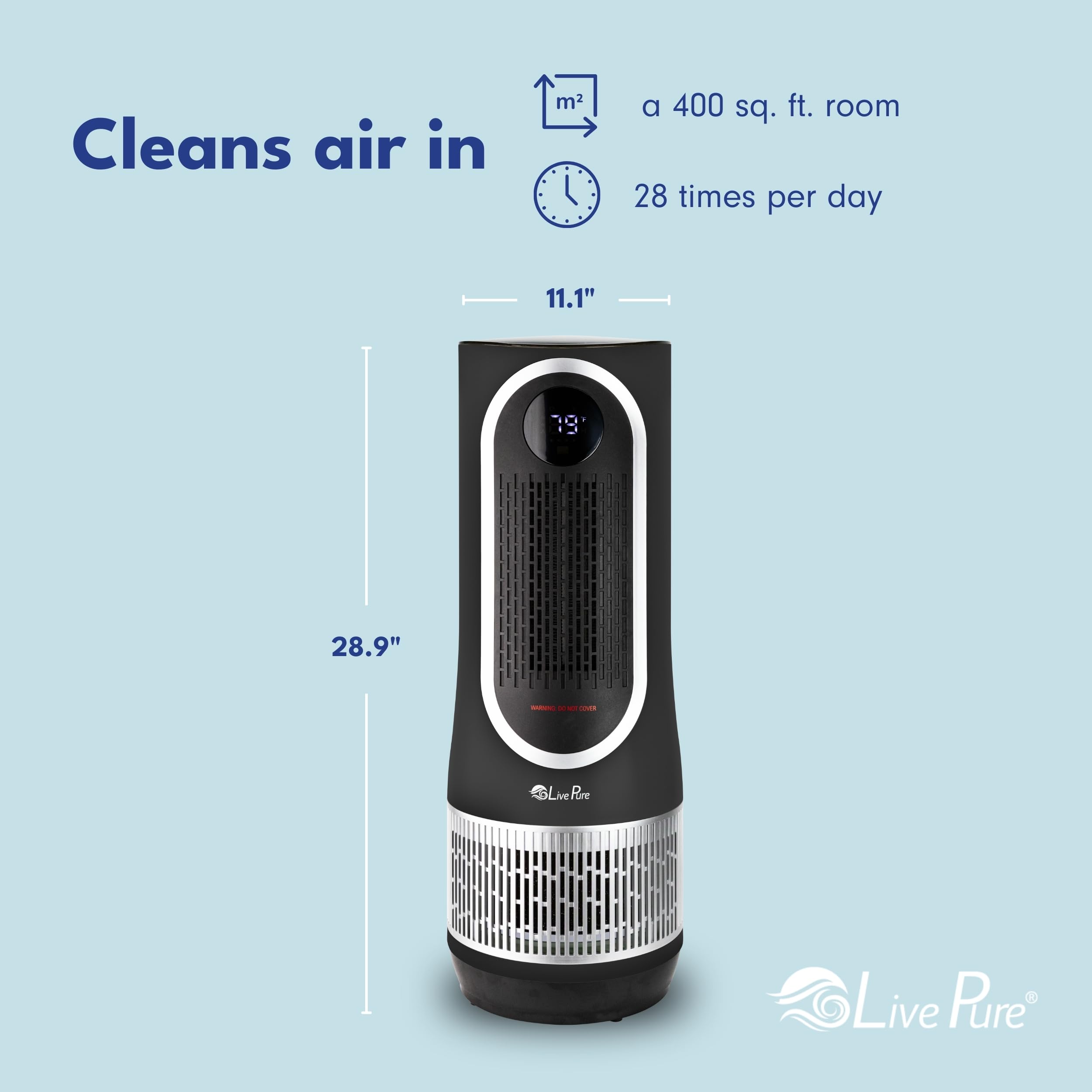 LivePure 3 in 1 Clean Heat Air Purifier & Heater-HEPA Filtration System, Space Heater w/ 2 Heat Modes, 60° Rotation, Heaters for Indoor Use, Air Purifiers for Home, Bedrooms, and Office. Gray