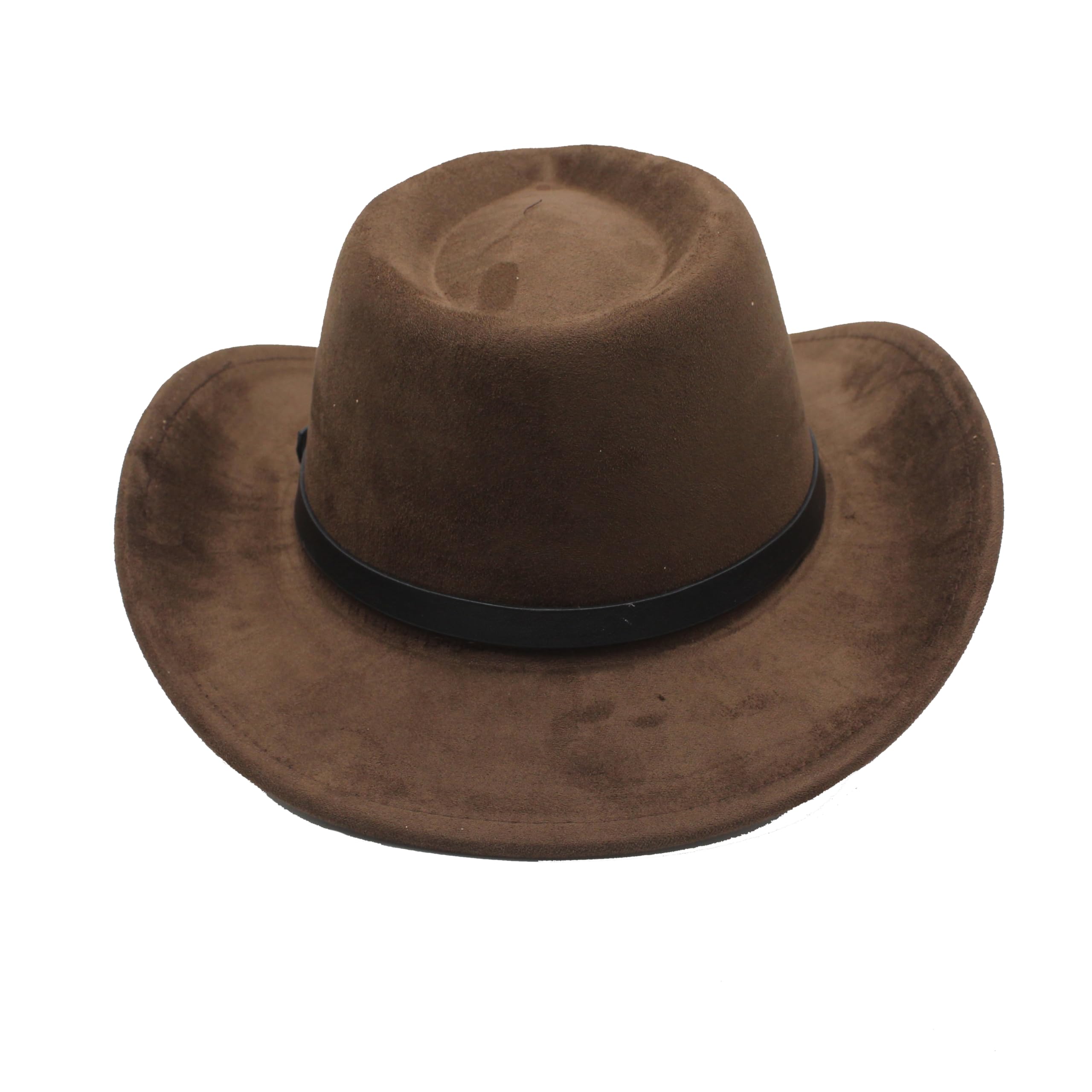 LIDHAY Cowboy Hat for Women Men Felt Wide Brim Cowgirl Hat Western Suede Hats for Cowboys and Cowgirls with Belt Buckle JZ-202 Brown