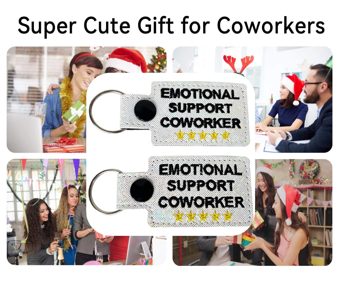 PHAWNGU 2 Pack Gifts for Coworkers, Coworker Gifts for Women, Work Bestie Gifts, Coworker Christmas Gifts Birthday Gifts, Emotional Support Coworker Vinyl Keychain Keyring