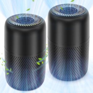 2 Pack Vhoiu Air Purifiers for Home Bedroom up to 600ft², Quiet Air Purifier With Night Light, Whole House Has Fresh Air, H13 True HEPA Air Cleaner For Office, Dorm, Apartment, Kitchen (KJ50 Black)