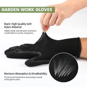 Pleneal Gardening Gloves for Women Men - 6 Pairs Breathable Garden Gloves with Grip, Latex Coated Outdoor Working Gloves for Lawn Yard, Medium Size Fits Most