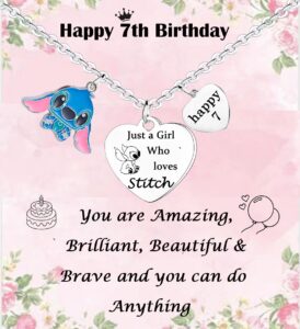 waeceip stitch necklace happy 5th to 16th birthday gifts for daughter sister niece friends just a who loves stitch gifts stitch lover birthday gifts (7th)