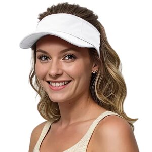 lanzom mens womens sun visor hats short brim hat running hat foldable adjustable for tennis golf running (us, alpha, small, large, white)