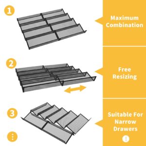 Simple Trending Spice Drawer Organizer,8 Piece Metal Mesh Expandable from 10.75" to 21.5" Insert,Hold up 48 Spice Jars Kitchen Countertop Rack Tray，for Drawer/Countertop (Jars not included)