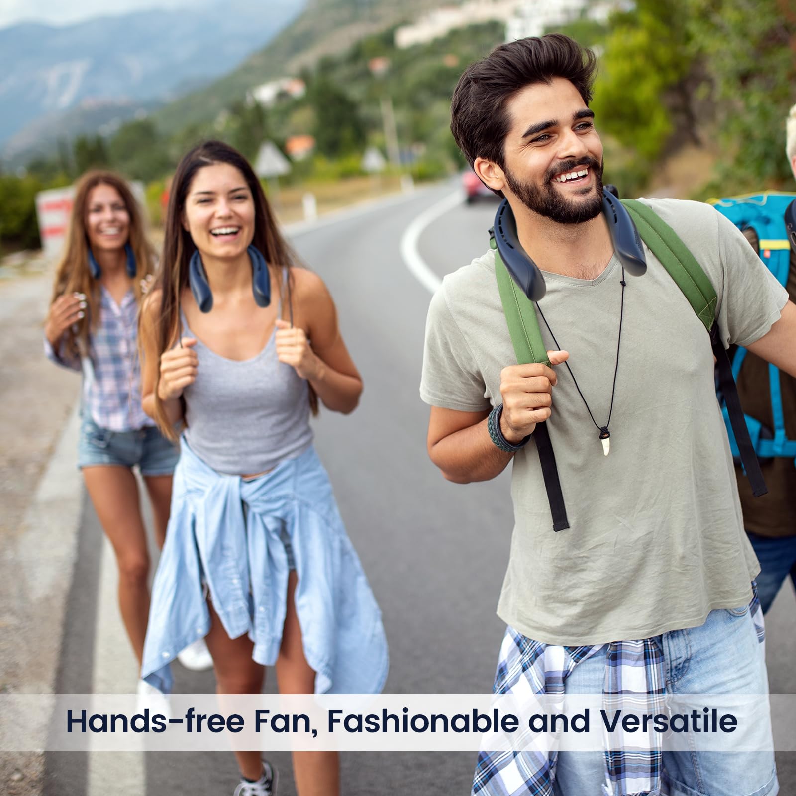 Clothforall Portable Neck Fan, Bladeless Neck Fan Rechargeable, 4000 mAh Battery Operated, 3 Speeds Adjustment, Wearable Quiet Personal Fan for Travel, Sports, Home, Office, Birthday Gifts