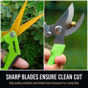 Craft911 Pruning Shears & Gardening Scissors Set - 7" Titanium Coated Sharp Garden Clippers, Stainless Steel Garden Shears for Plant - Garden Pruners, Florist Scissors with Non-Slip Grip