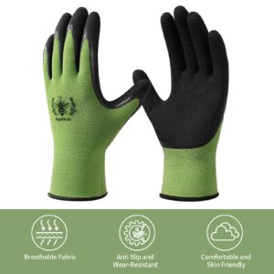 Pleneal Gardening Gloves for Women Men - 6 Pairs Breathable Garden Gloves with Grip, Latex Coated Outdoor Working Gloves for Lawn Yard, Medium Size Fits Most