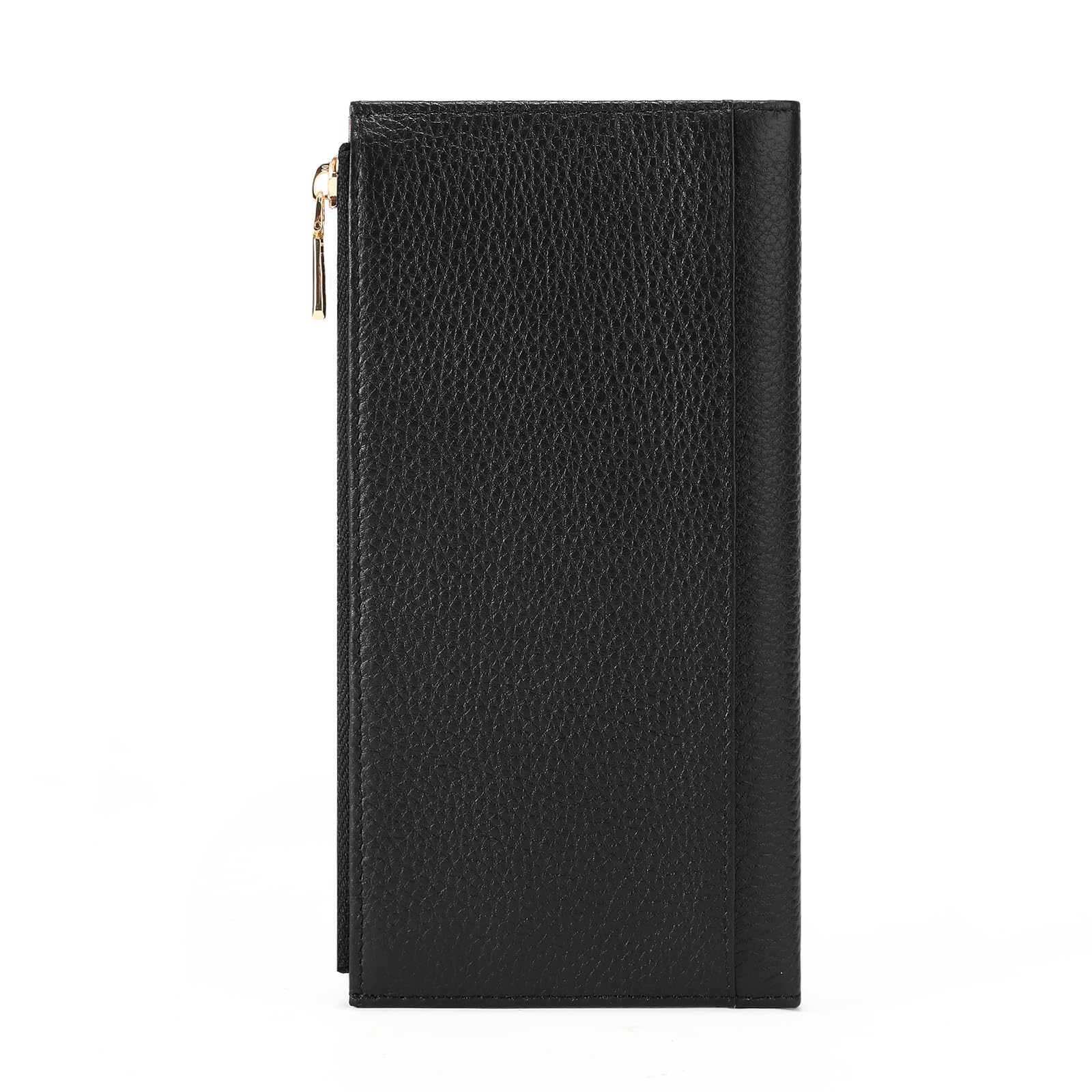 GOIACII Slim Wallet for Women Rfid Blocking Credit Card Holder with Zip Pocket Bifold Leather Black