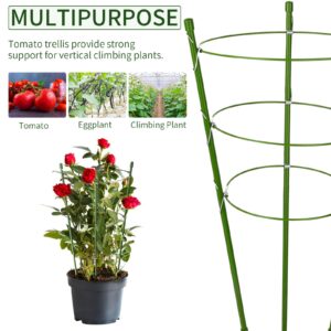 JCKHXG 4 Pack Tomato Cage, 18 inches Plant Support Cages for Garden, Upgrade Garden Plant Stakes with Adjustable Rings, Plants Trellis for Tomato, Flower, Climbing Plants, with Twist Tie