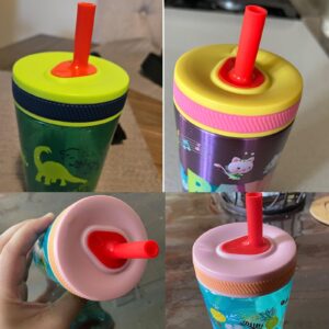 4PCS Straws Replacement and Bite Valve Compatible with Zak Designs Kelso 15 oz Water Bottle Silicone Replacement Bite Valve Reusable Straw with Cleaning Brush