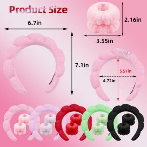 BLAAROOM Spa Headband Wrist Bands for Washing Face Puffy Skincare Headband Terry for Makeup Headband Hair Accessories for Women - Pink Set