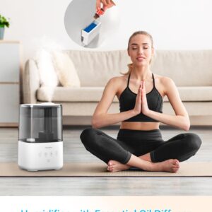 FABULETTA Humidifiers for Bedroom, Warm and Cool Mist Humidifier Large Room for Home, 4.5L Top Fill Room Humidifier with 45H Runtime, 3 Mist Levels, Essential Oil Diffuser, Quiet Sleep Mode ＆ Timer