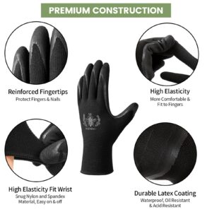 Pleneal Gardening Gloves for Women Men - 6 Pairs Breathable Garden Gloves with Grip, Latex Coated Outdoor Working Gloves for Lawn Yard, Medium Size Fits Most