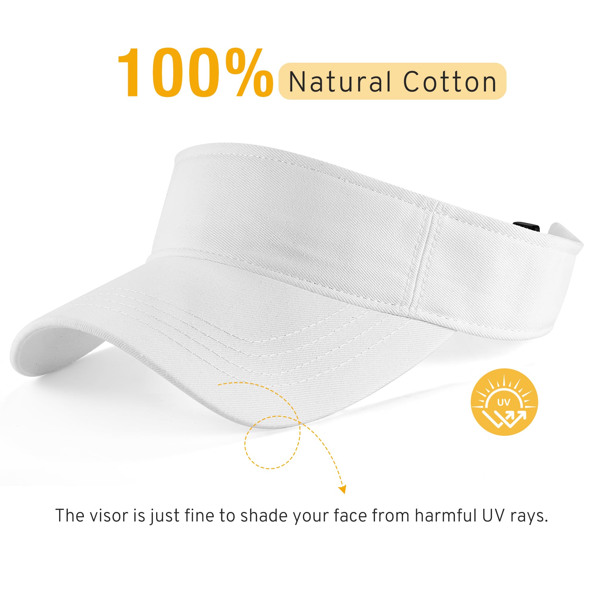 Lanzom Mens Womens Sun Visor Hats Short Brim Hat Running Hat Foldable Adjustable for Tennis Golf Running (US, Alpha, Small, Large, White)