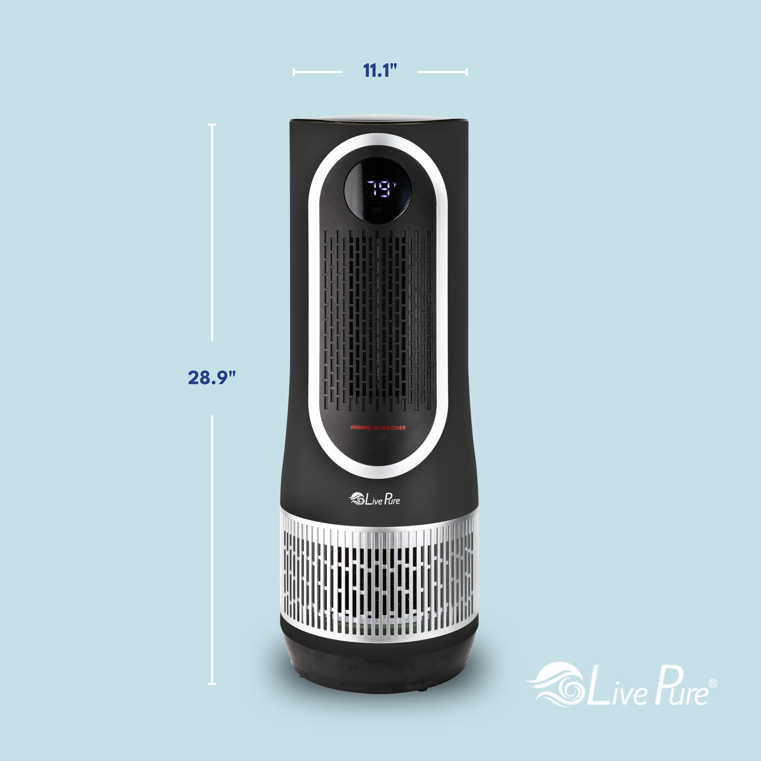 LivePure 3 in 1 Clean Heat Air Purifier & Heater-HEPA Filtration System, Space Heater w/ 2 Heat Modes, 60° Rotation, Heaters for Indoor Use, Air Purifiers for Home, Bedrooms, and Office. Gray