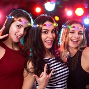 20 Pcs LED Flower Crowns - Costume Accessories -Light up Crown Headband -Light up Headbands -Light up Head Piece -Lighted Headbands for Women -Light up Crown for Girls -Party -Light up Head Band