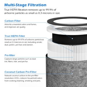 GoKBNY 2-Pack HP400 Series True HEPA Replacement Filter Compatible with Hunter HP400 Cylindrical Tower Purifiers, for Model H-HF400-VP/H-PF400, with 4×Pre-Filters