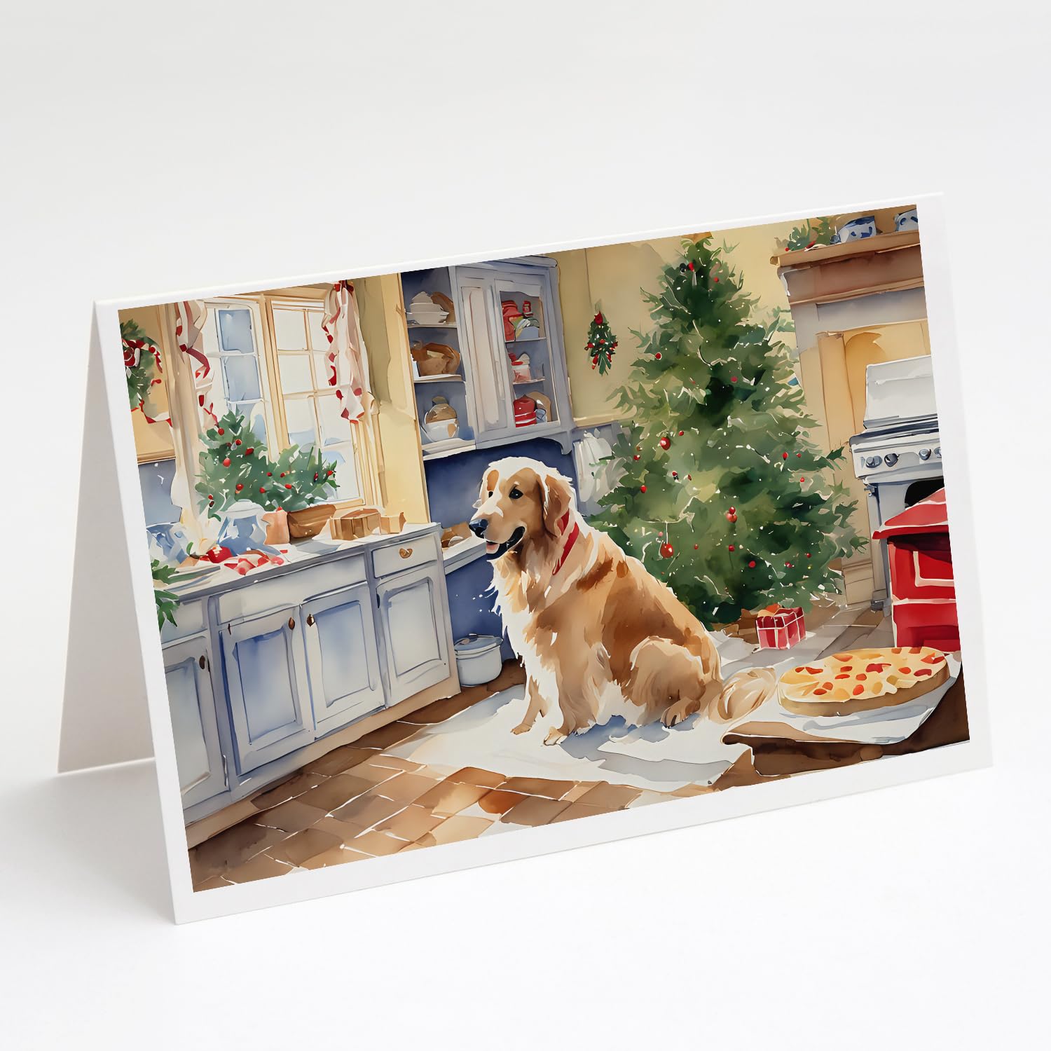 Caroline's Treasures DAC3802GCA7P Golden Retriever Christmas Cookies Greeting Cards Pack of 8 Blank Cards with Envelopes Whimsical A7 Size 5x7 Blank Note Cards