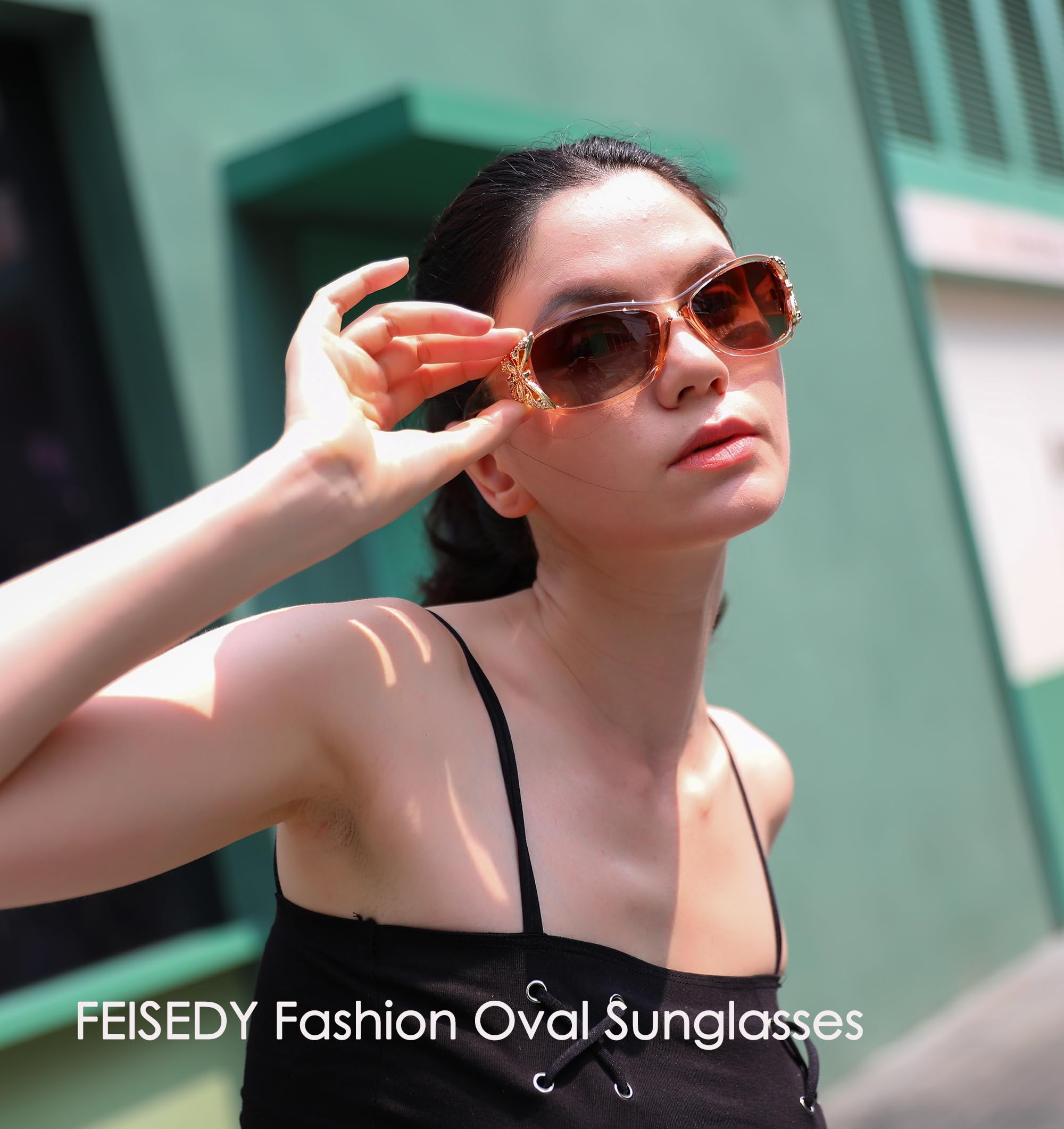 FEISEDY Trendy Polarized Y2K Sunglasses Wrap Around Butterfly Design Fashion Sunnies UV400 Protection B0078