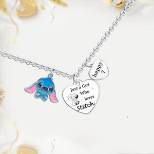 Waeceip Stitch Necklace Happy 5th to 16th Birthday Gifts for Daughter Sister Niece Friends Just A Who Loves Stitch Gifts Stitch Lover Birthday Gifts (7th)