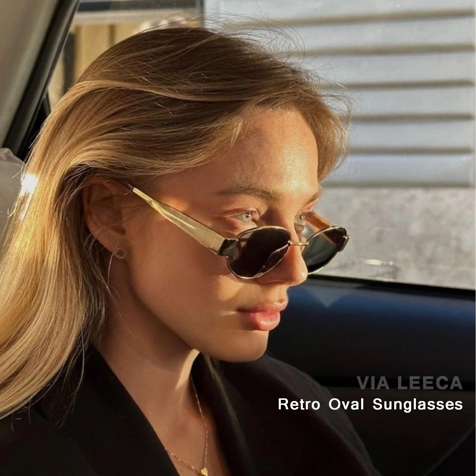 VIA LEECA Retro Oval Sunglasses Women Men 90s Trendy UV400 Protection G15 Lens Sun Glasses Classic Shades for Gift Outdoor Aesthetic Accessories