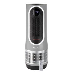 livepure 3 in 1 clean heat air purifier & heater-hepa filtration system, space heater w/ 2 heat modes, 60° rotation, heaters for indoor use, air purifiers for home, bedrooms, and office. gray