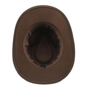 LIDHAY Women Men Classic Felt Wide Brim Western Cowboy Cowgirl Hat with Belt Buckle JZ-035 Brown