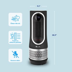 LivePure 3 in 1 Clean Heat Air Purifier & Heater-HEPA Filtration System, Space Heater w/ 2 Heat Modes, 60° Rotation, Heaters for Indoor Use, Air Purifiers for Home, Bedrooms, and Office. Gray