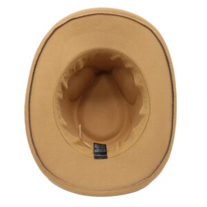 LIDHAY Women Men Classic Felt Wide Brim Western Cowboy Cowgirl Hat with Belt Buckle JZ-035 Camel