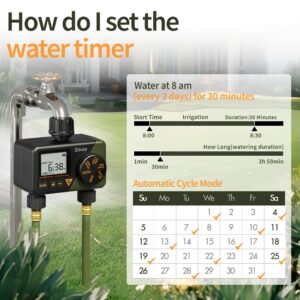 Diivoo Sprinkler Timer 2 Zone, Programmable Water Hose Timer 2 Outlet for Garden, Automatic Irrigation Timer IP54 with Rain Delay/Manual/Auto Mode, Outdoor Hose Timer Controller for Lawn, Yard, Pool