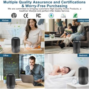 2 Pack Vhoiu Air Purifiers for Home Bedroom up to 600ft², Quiet Air Purifier With Night Light, Whole House Has Fresh Air, H13 True HEPA Air Cleaner For Office, Dorm, Apartment, Kitchen (KJ50 Black)