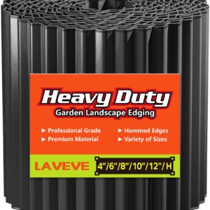 LAVEVE Corrugated Metal Garden Edging - Sturdy Border Perfect for DIY Flower Beds and Landscaping Borders (Black, 6 Inch x 20FT)