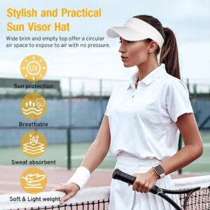 Lanzom Mens Womens Sun Visor Hats Short Brim Hat Running Hat Foldable Adjustable for Tennis Golf Running (US, Alpha, Small, Large, White)