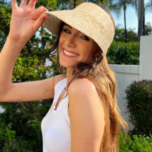 FURTALK Natural Straw Visors Sun Visor Hats for Womens Summer Straw Sun Beach Hat Foldable Roll Up Ponytail Beach Hat